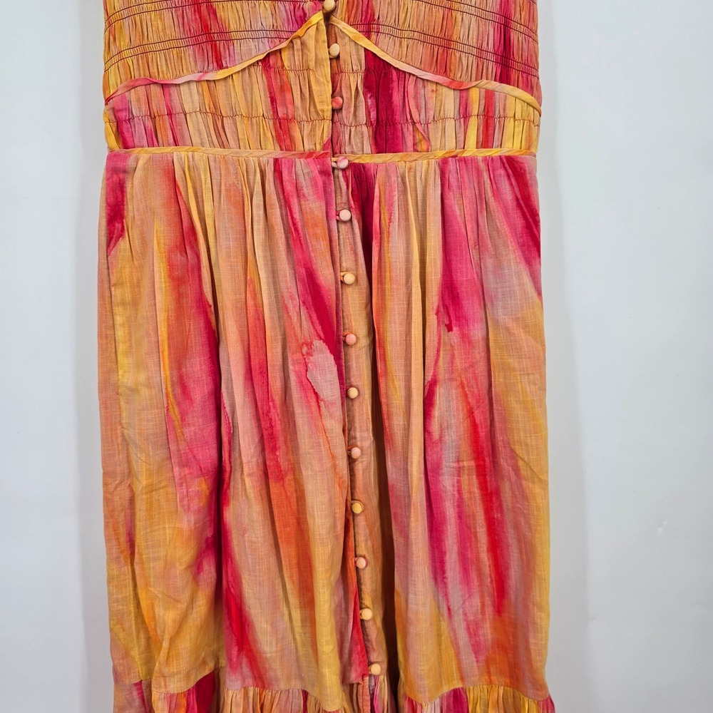Anthropologie‎ Watercolor Smocked Maxi Dress Peregrine Midi Boho Flutter Sleeve - Picture 8 of 12